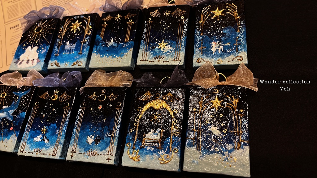 【原画】リボン付き魔法カードのような縦長キャンバス〈Star gateシリーズ〉