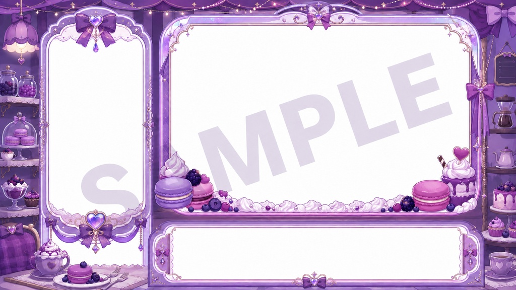 配信画面フレーム素材20点(紫基調)