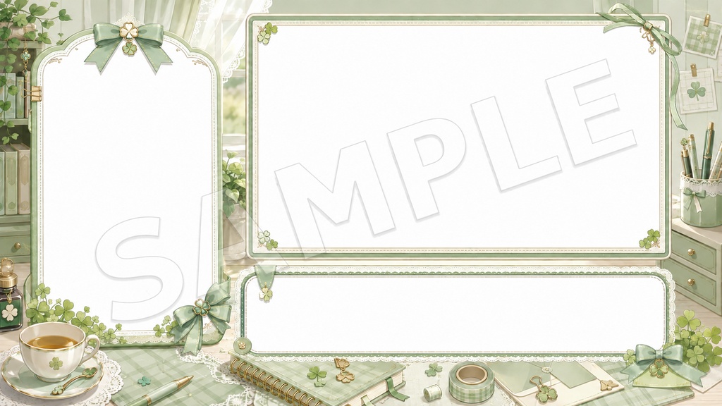 配信画面フレーム素材20点(緑基調)