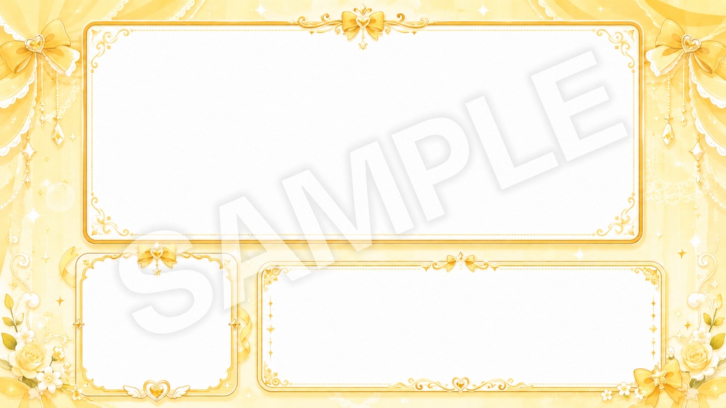 配信画面フレーム素材20点(黄色基調)
