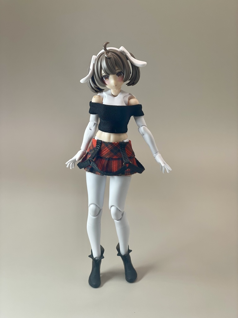 ベルト付きチェックミニスカート