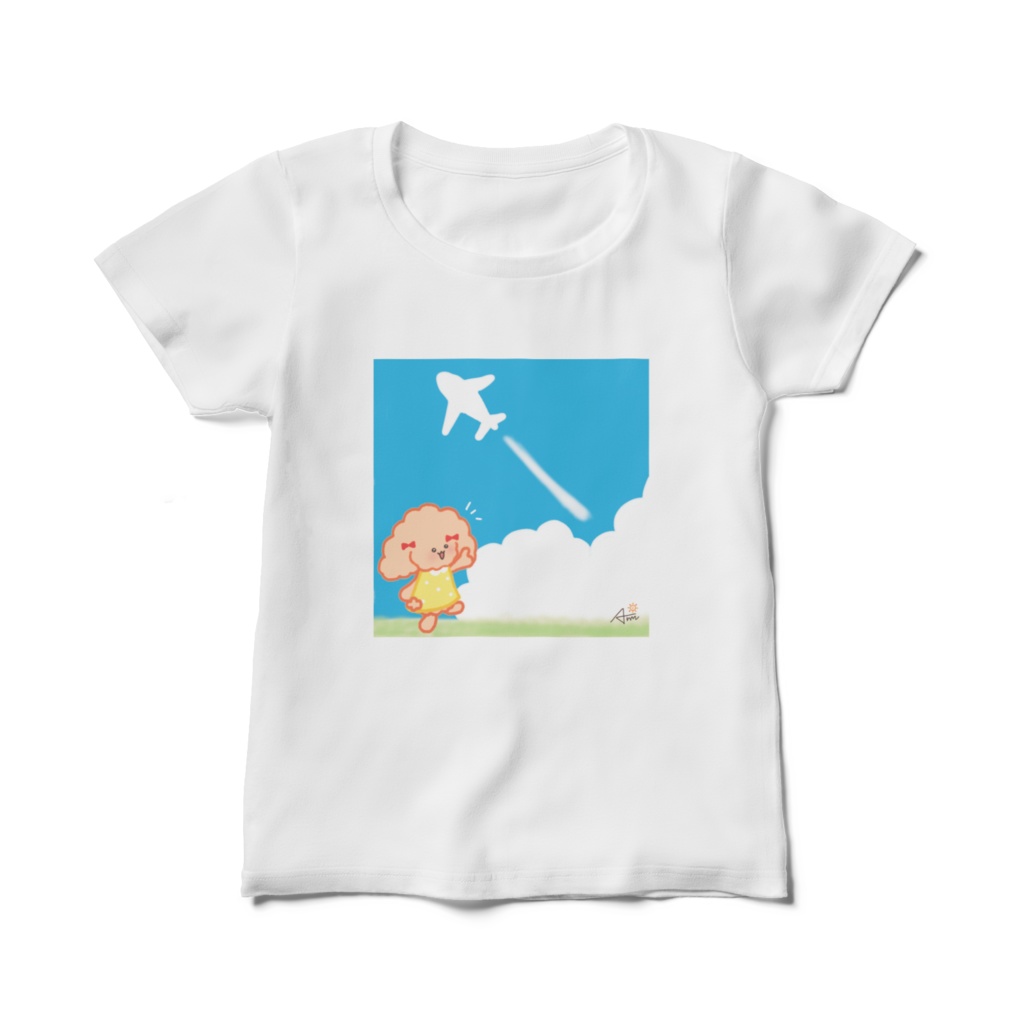 飛行機雲とモカ レディースTシャツ