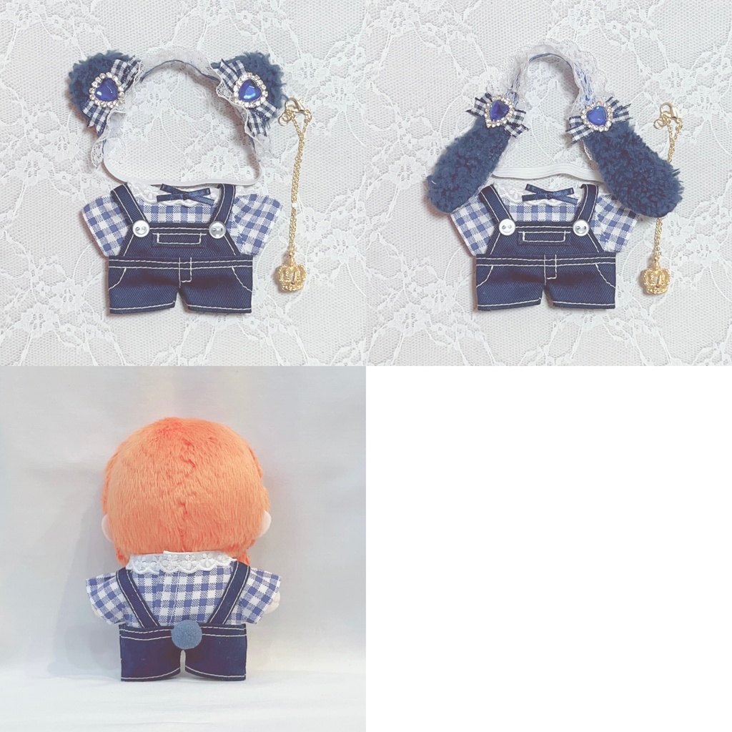 くま・うさぎセット(紺) 王冠