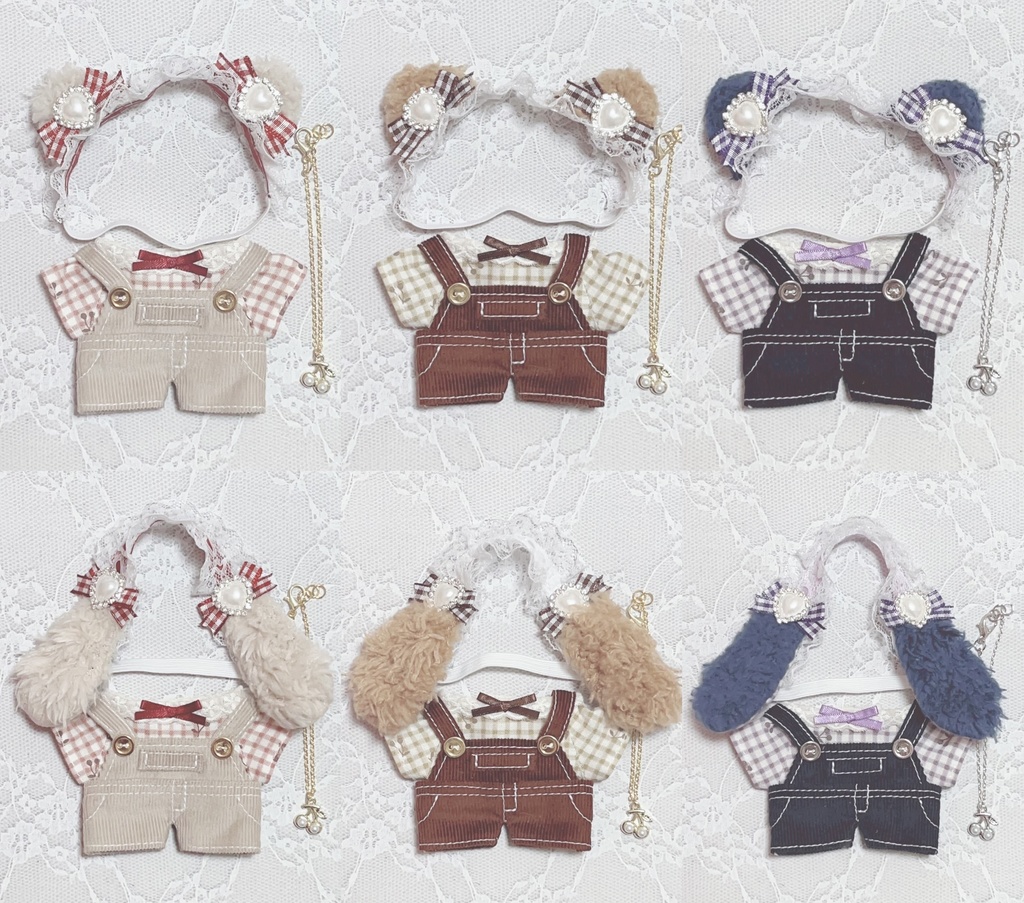 くま・うさぎセット(ベージュ・ブラウン・紺) さくらんぼ