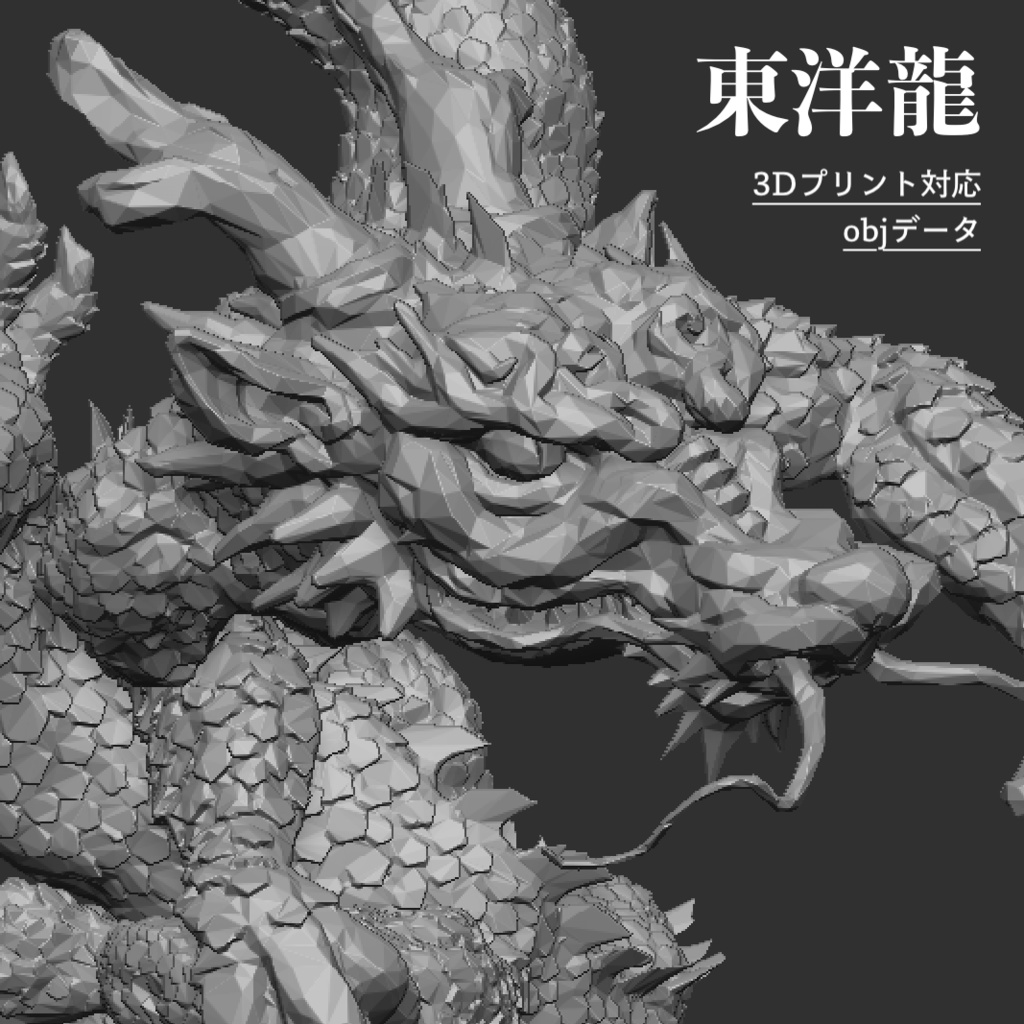 神秘の東洋龍 [3Dプリント検証済] (Mystic Oriental Drake [.obj data for 3D print])