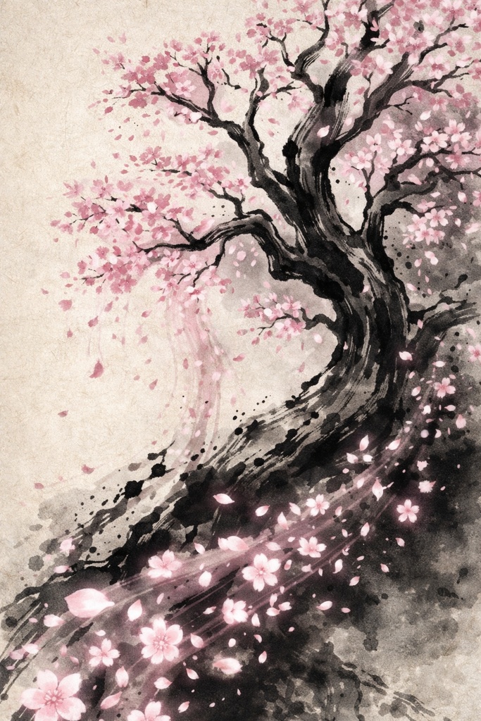 【無料配布】コラージュ用素材「凛と咲く夜桜」 