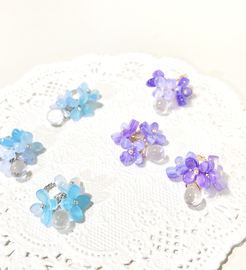 紫陽花と雨粒のチャーム