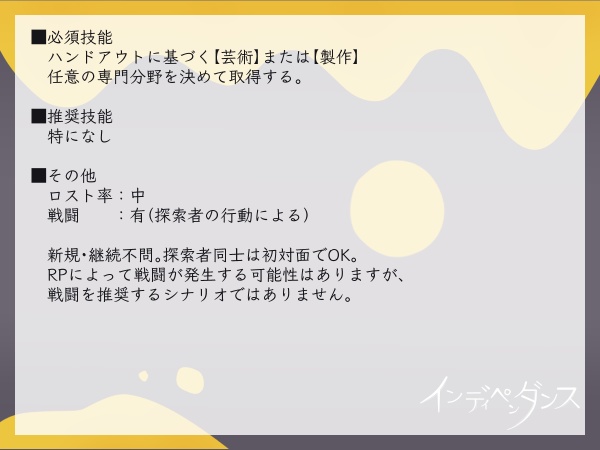 【クトゥルフ神話TRPG】インディペンダンス