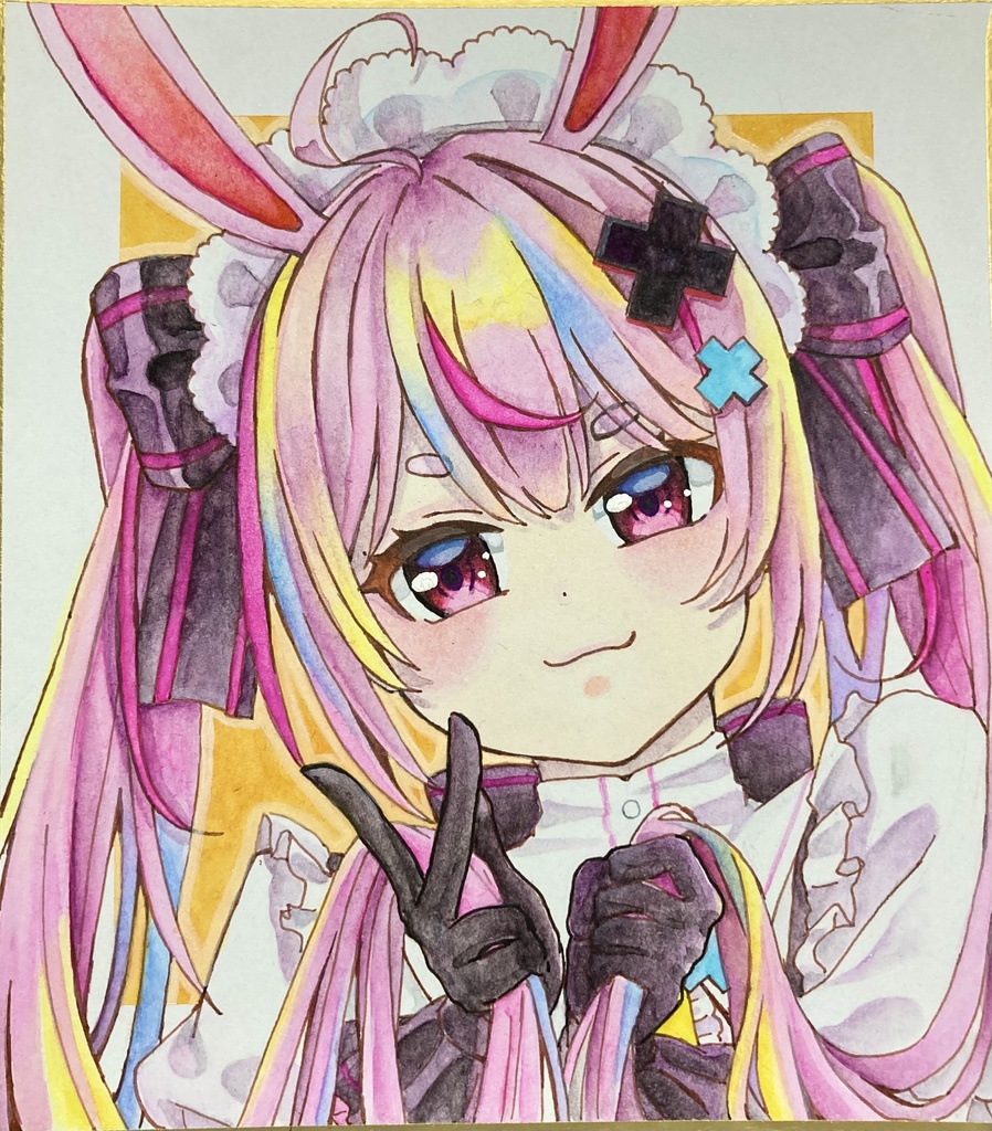 兎鞠まりアナログミニ色紙原画