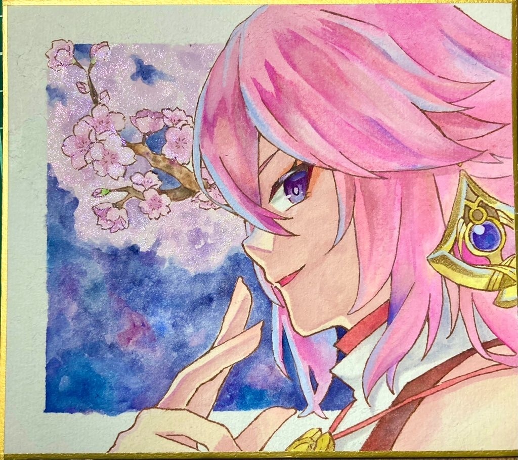 八重神子 ミニ色紙原画