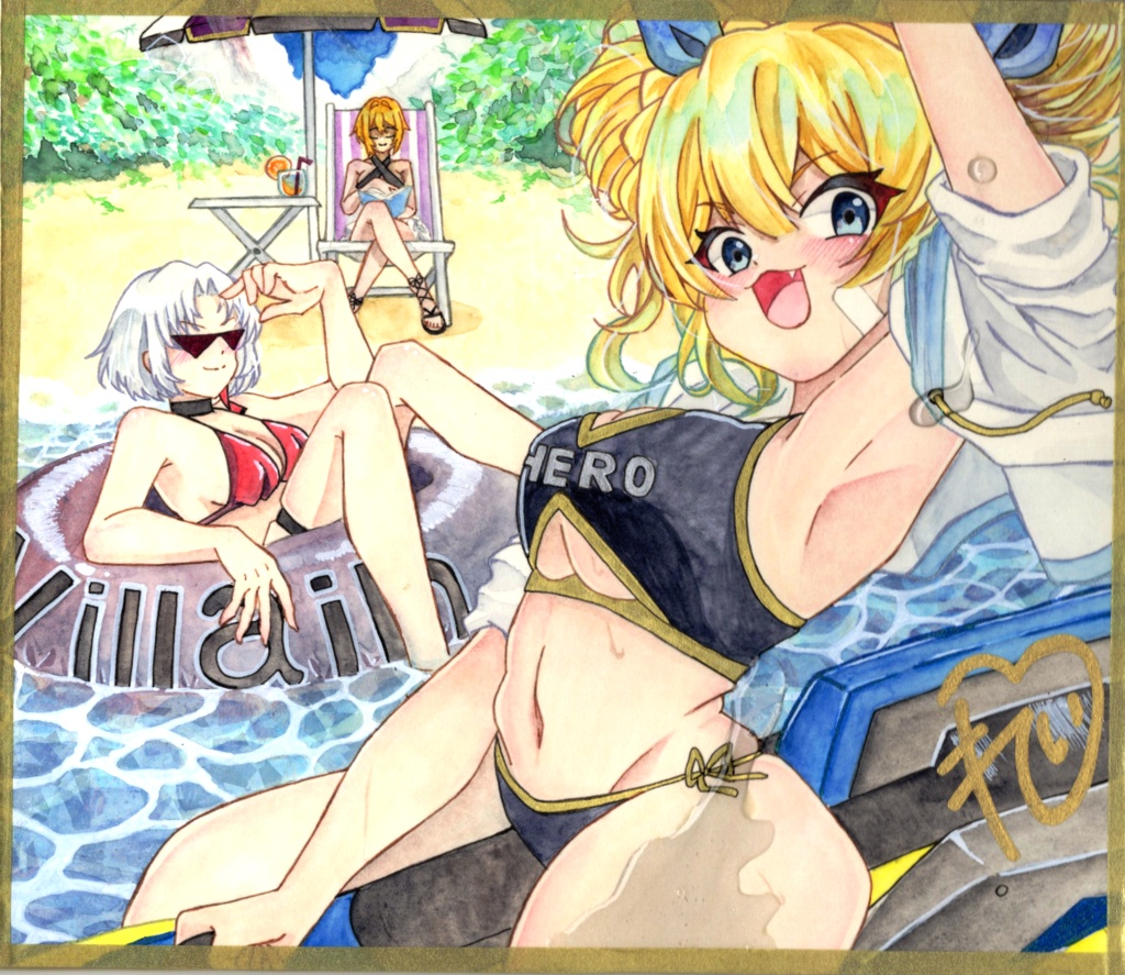 水着メティス　中サイズ色紙原画