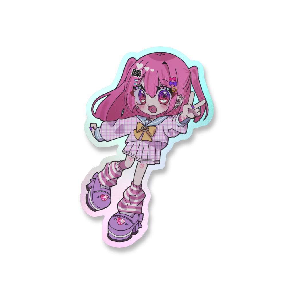 空元気ちゃん(躁)ダイカットオーロラステッカー