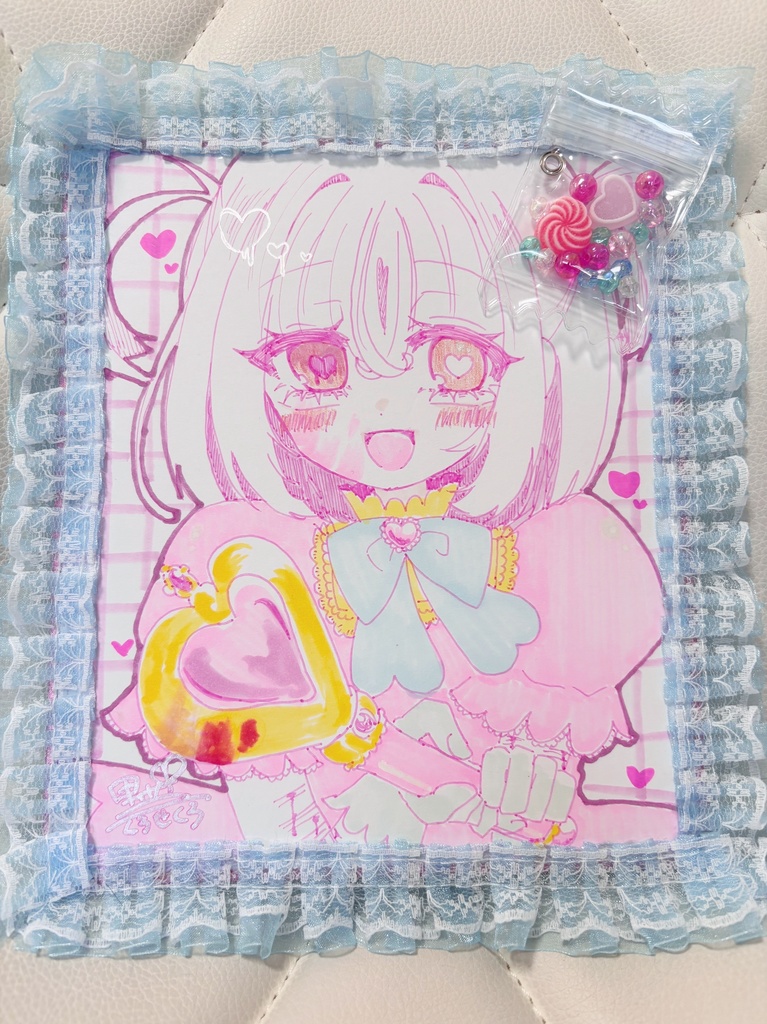 レースデコレーション原画色紙(魔法少女)