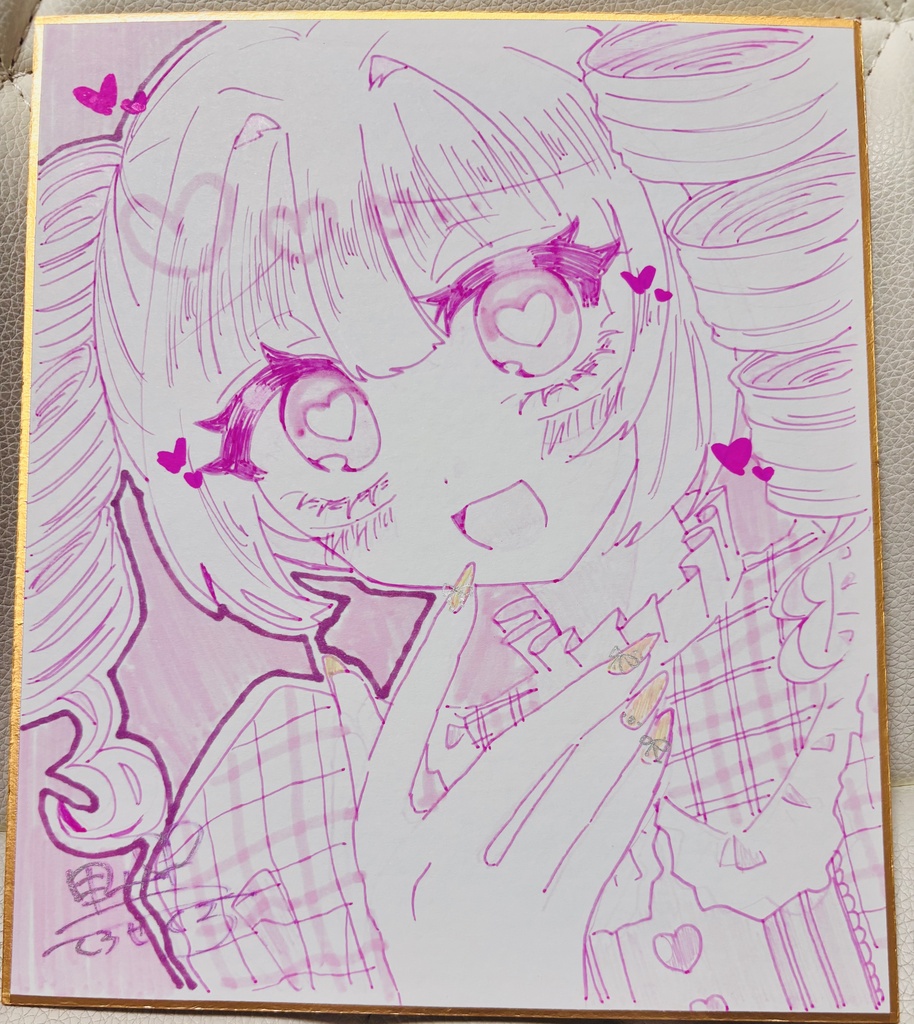 ドリルツインな女の子原画色紙