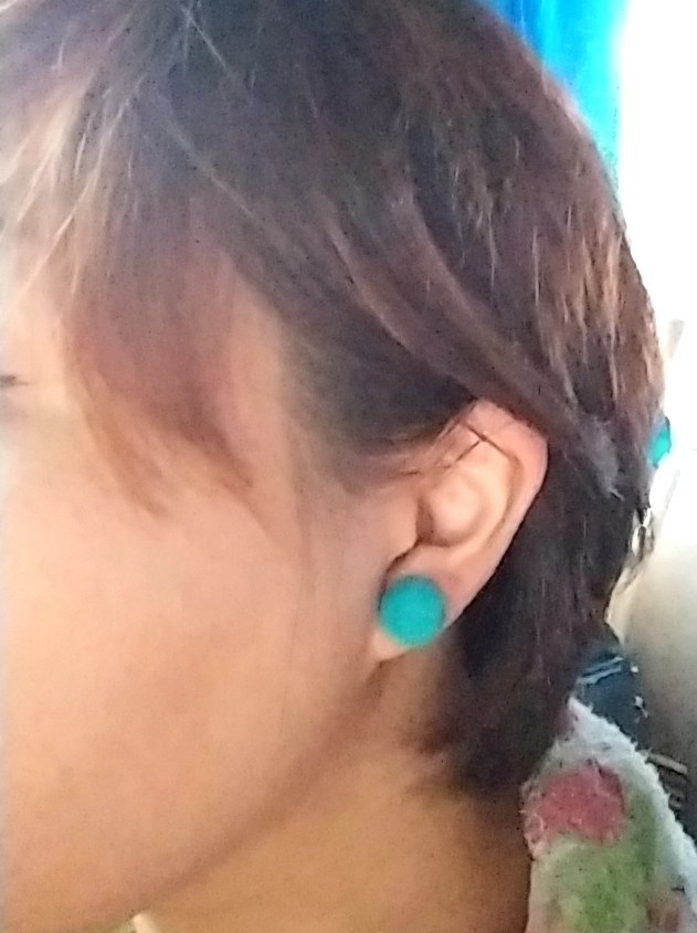 スエードカボション ピアス/ノンホールピアス 小2個セット