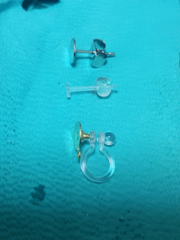 スエードカボション ピアス/ノンホールピアス 小2個セット