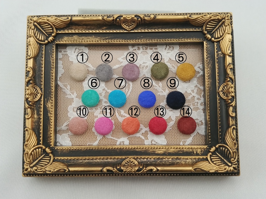 スエードカボション ピアス/ノンホールピアス 小2個セット