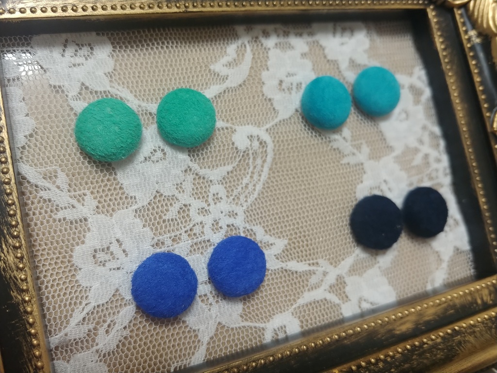 スエードカボション ピアス/ノンホールピアス 小2個セット