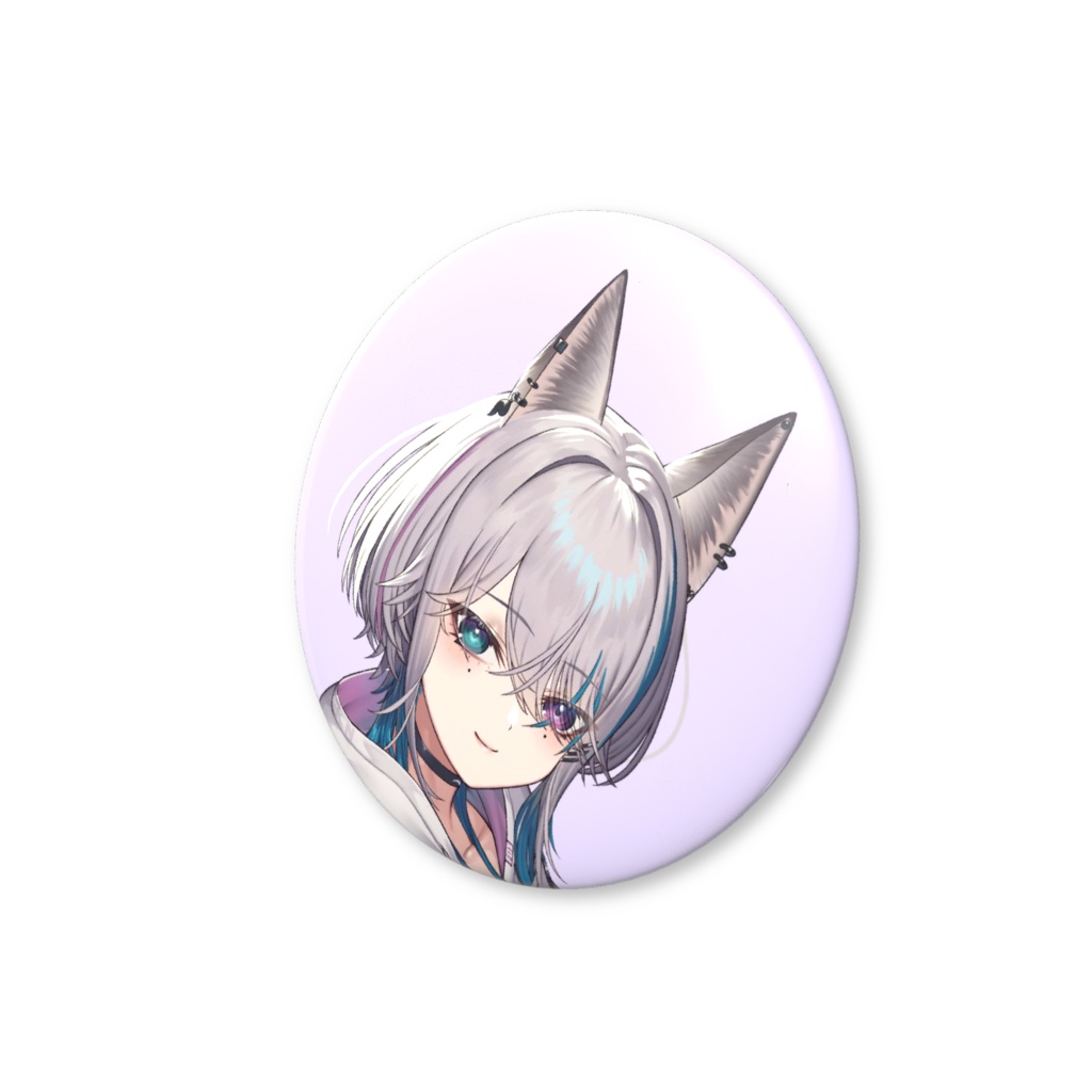 隣月キョウ 缶バッチ狐耳ver.