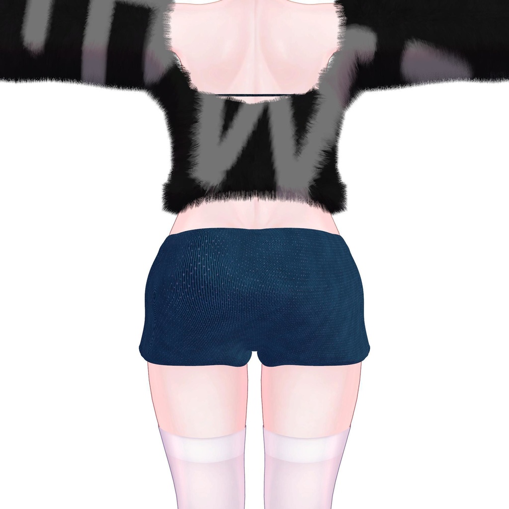 「萌」用 ふわふわオフショル水着コーデ