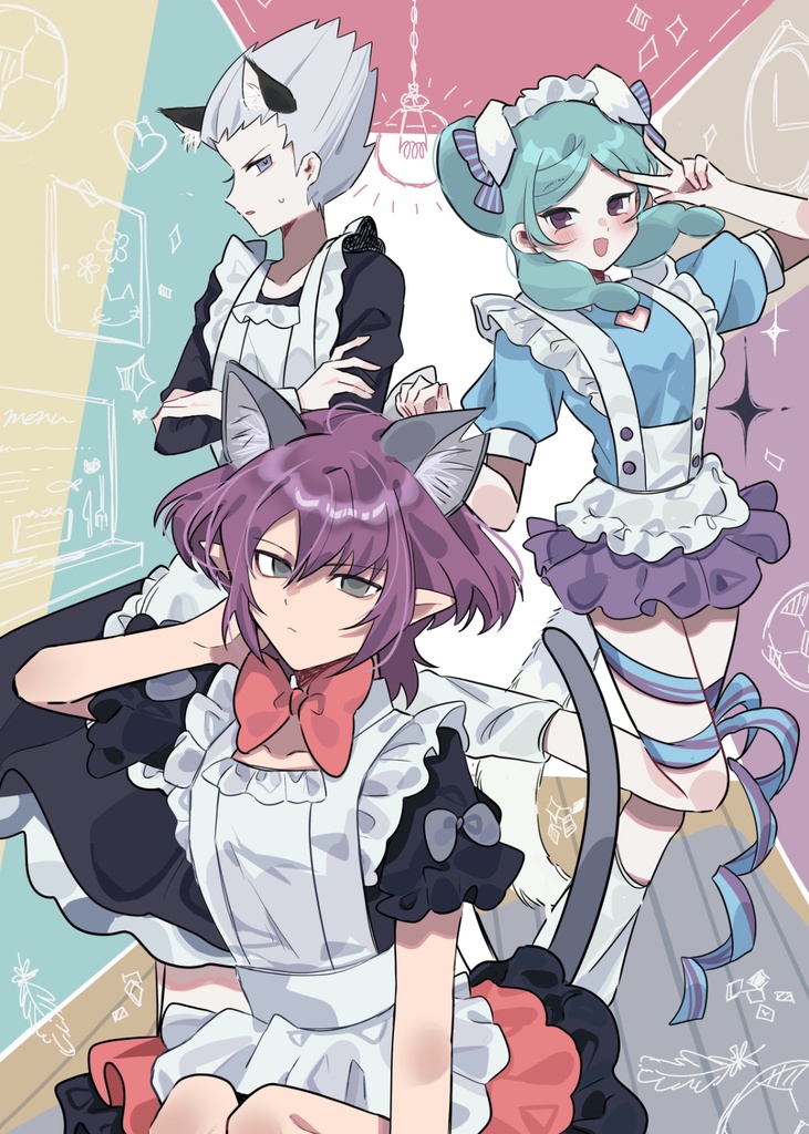 オメガ三幹部　猫メイドポストカード