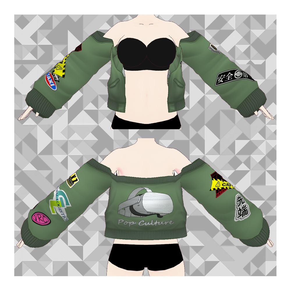 【VRoid】ワッペン付きミリタリージャケット5色セット