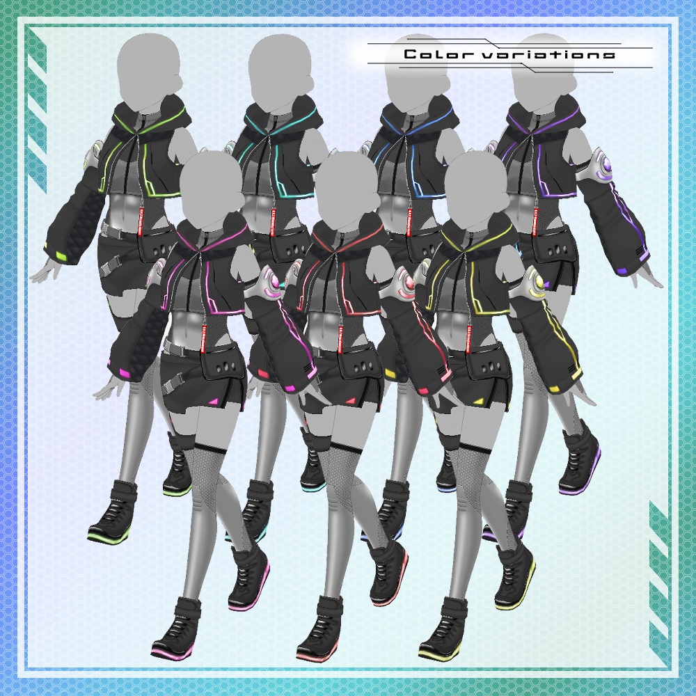 【VRoid】サイバーウェア トータルコーディネイトセット