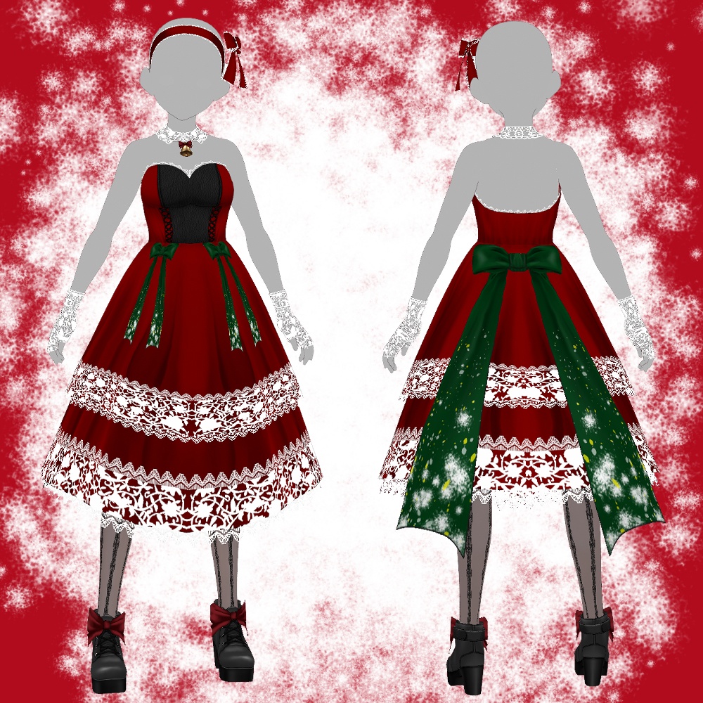 【VRoid】クリスマス用ドレスセット