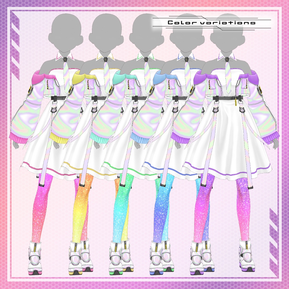 【VRoid】サイバー女児服 トータルコーディネイトセット