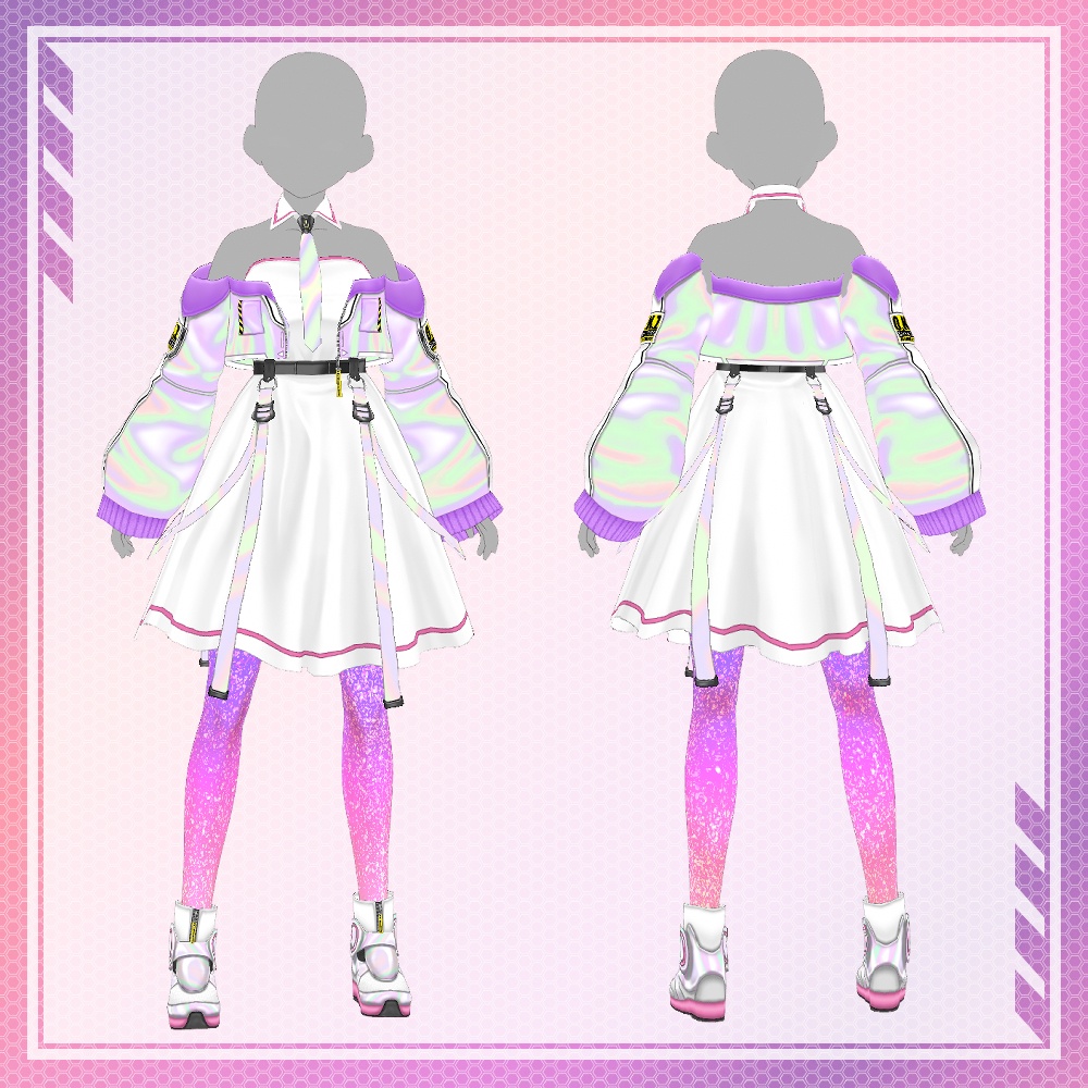 【VRoid】サイバー女児服 トータルコーディネイトセット