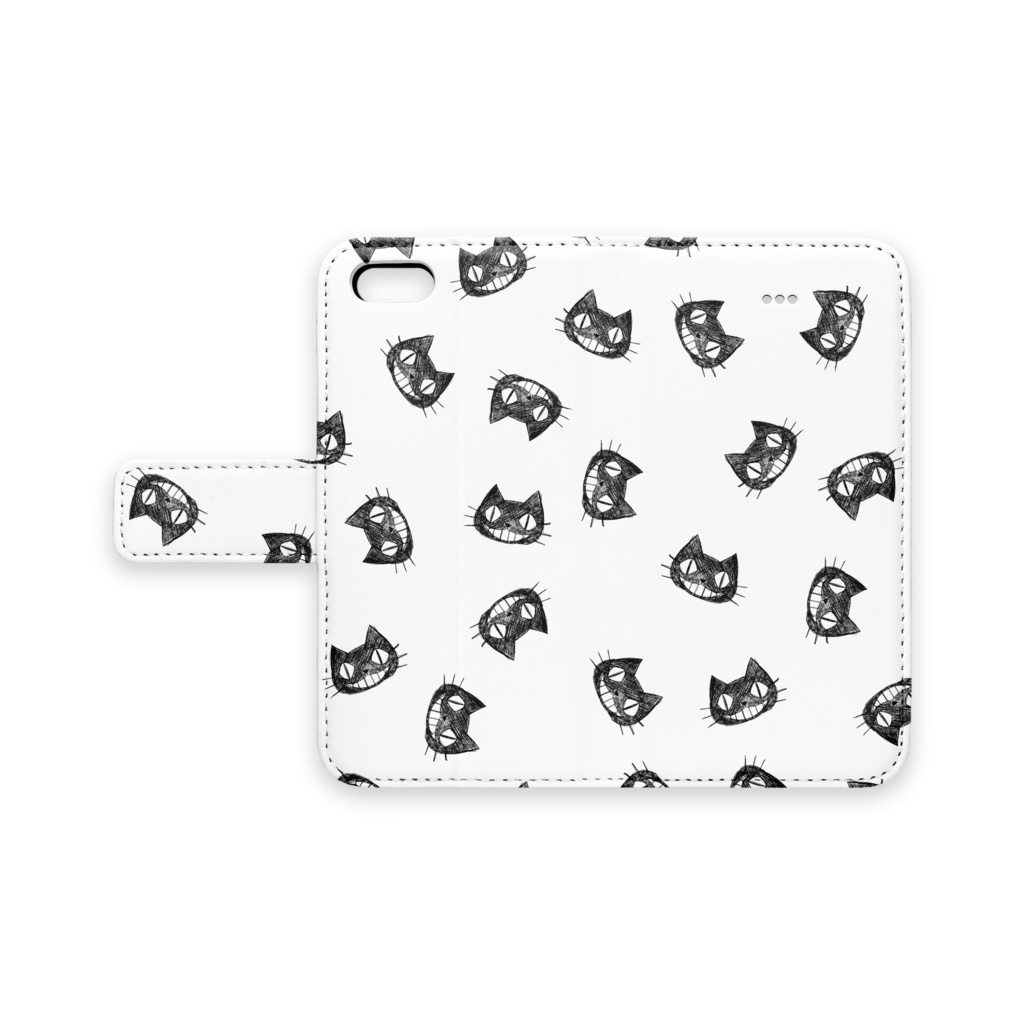 Laughing black cat手帳型iPhoneケース