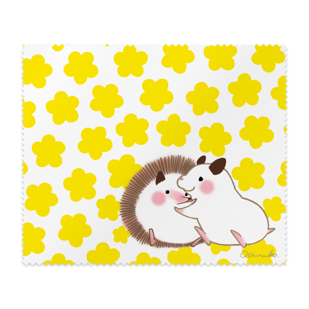 めがねふき ぎゅっ とハグするキンクマハムスターのおもち ハリネズミのすももちゃん おしるこイラストレーション Oshiruko Illustration Booth