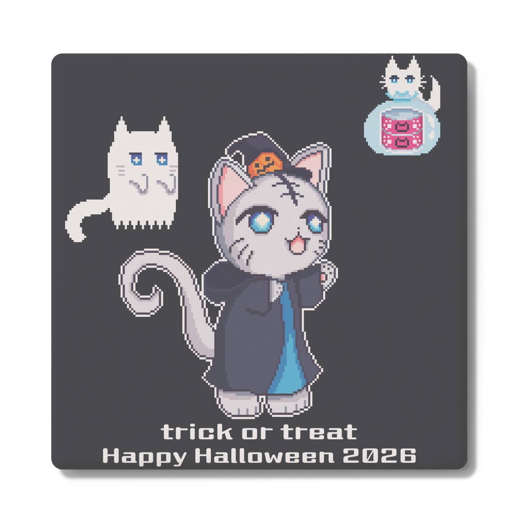 ハロウィン猫ドット　角型コースター