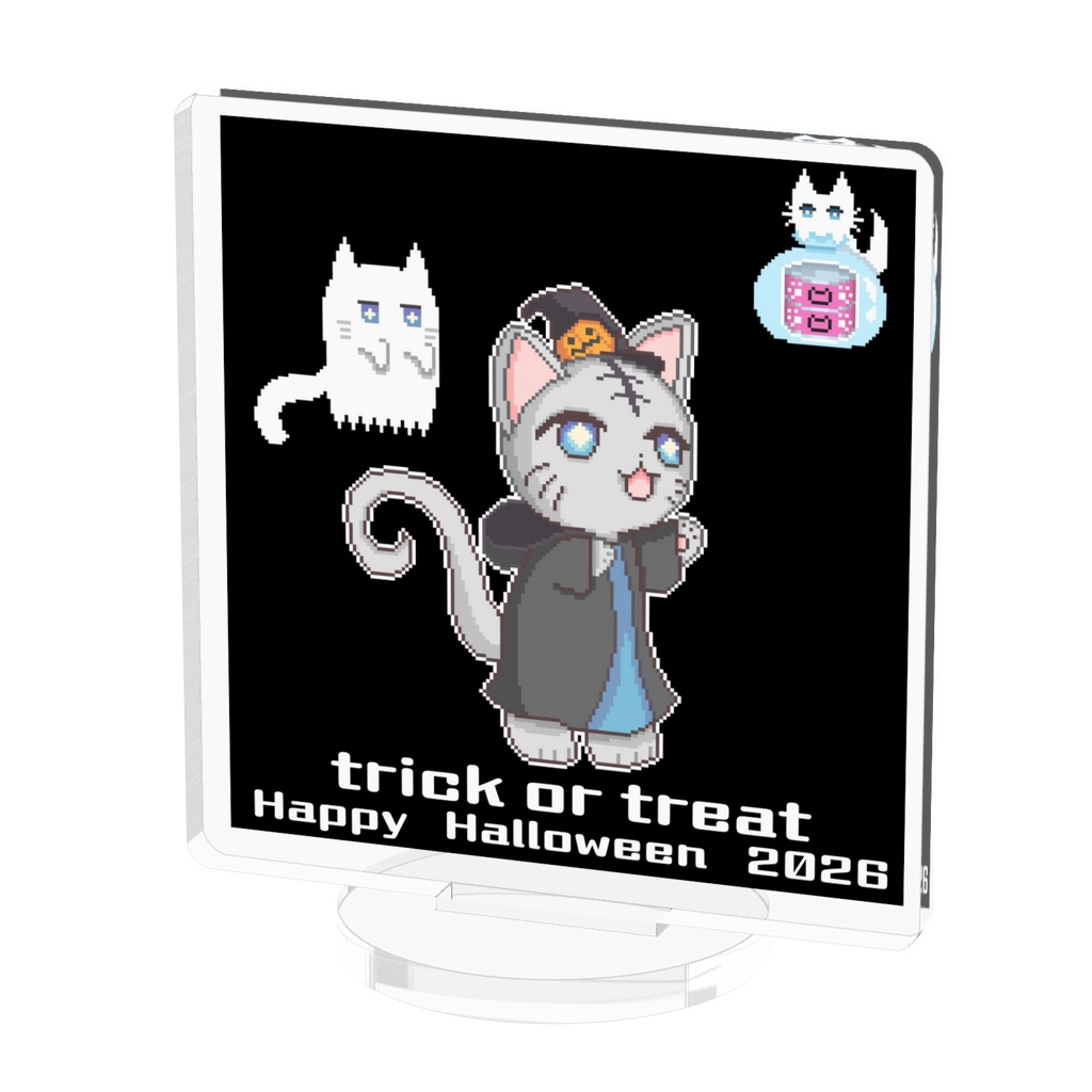 ハロウィン猫ドット　アクリルフィギュア