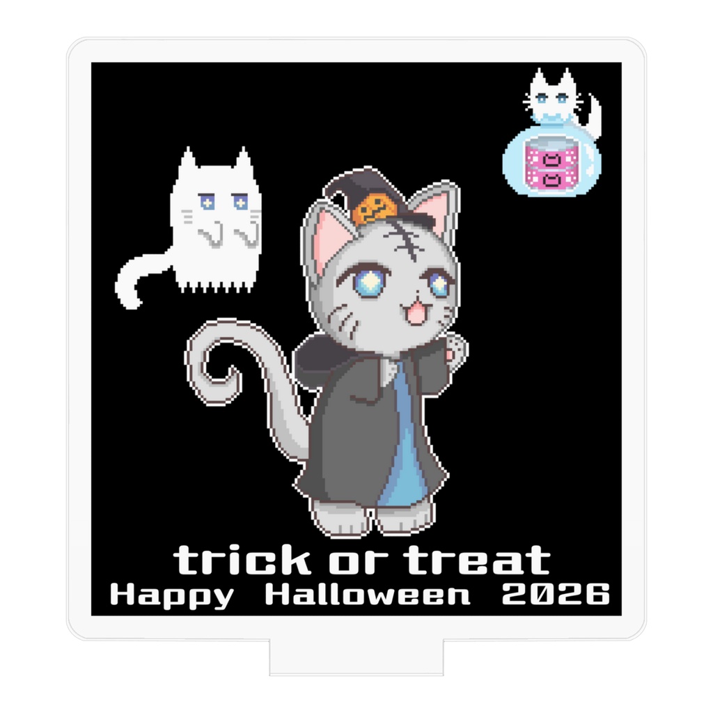 ハロウィン猫ドット アクリルフィギュア