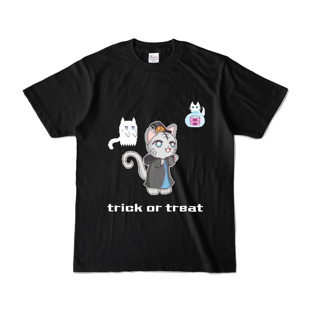 ハロウィン猫ドット カラーTシャツ