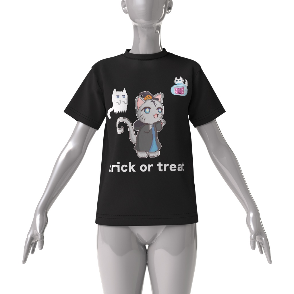 ハロウィン猫ドットのビックシルエットTシャツ