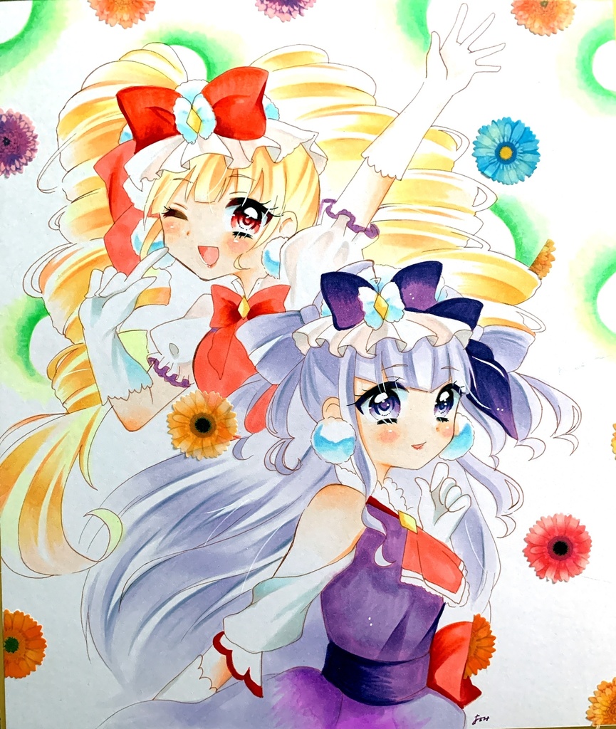 原画 手描きイラスト Hugっと プリキュア キュアマシェリ キュアアムール Asm02 Booth