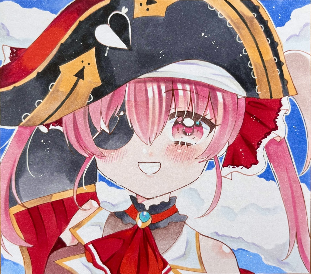 原画 手描きイラスト ホロライブ 宝鐘マリン