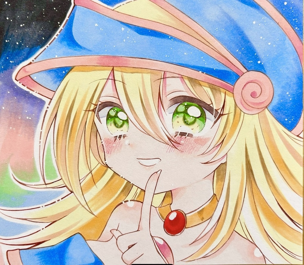 手描きイラストブラックマジシャンガール 遊戯王 ファンアート 同人