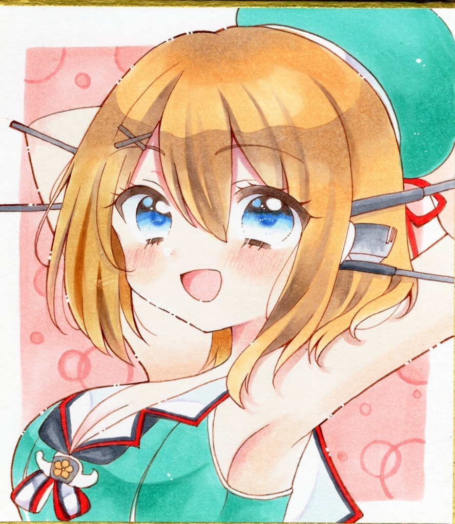 原画　手描きイラスト　艦隊これくしょん　摩耶