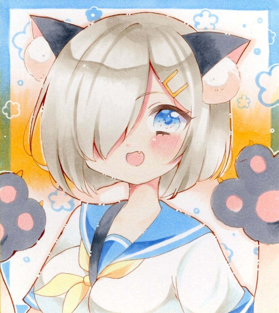 原画　手描きイラスト　艦隊これくしょん　浜風