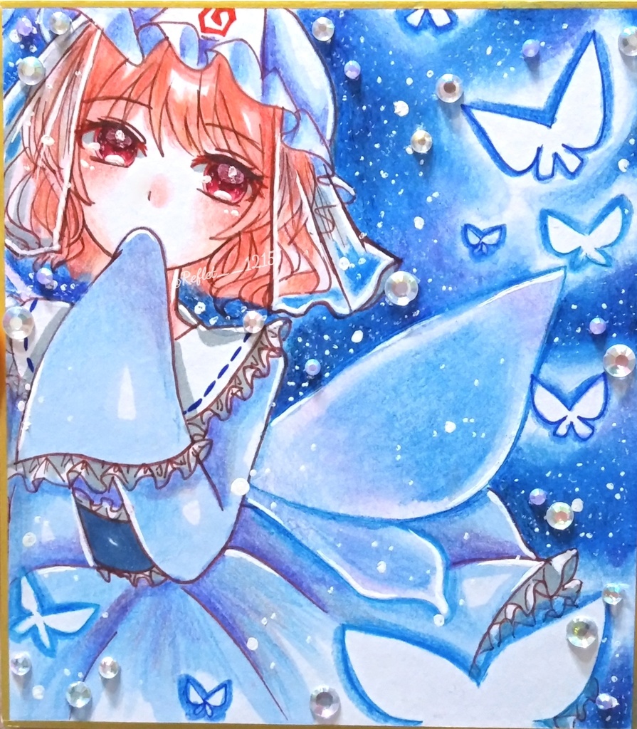 直筆色紙　東方　幽々子 西行寺幽々子☆東方Project色紙直筆イラスト - ちきたま商店 - BOOTH