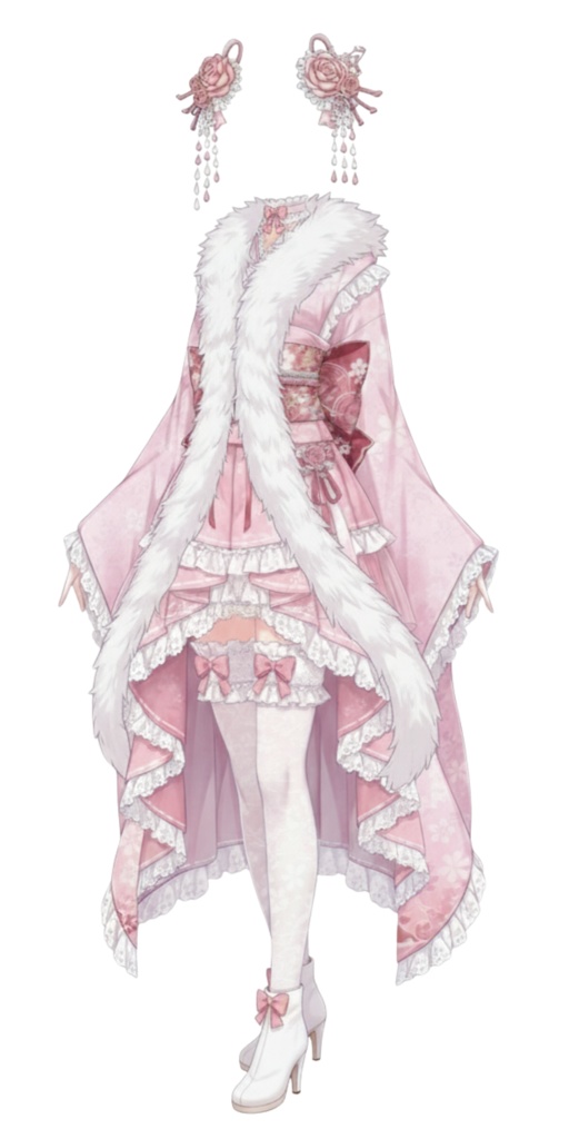 ゴス着物白（ファー）