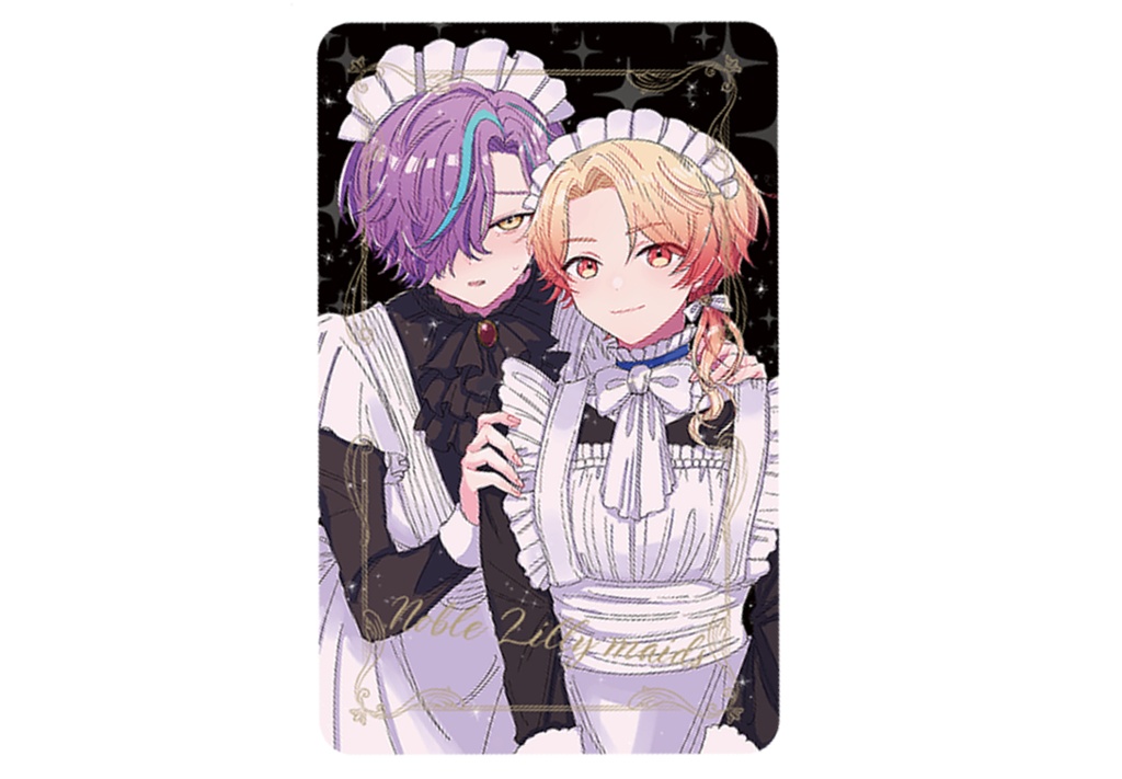 黒白百合メイド箔押しホログラムカード