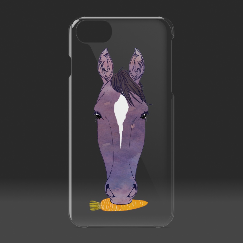 クリアiPhoneケース 馬とにんじん
