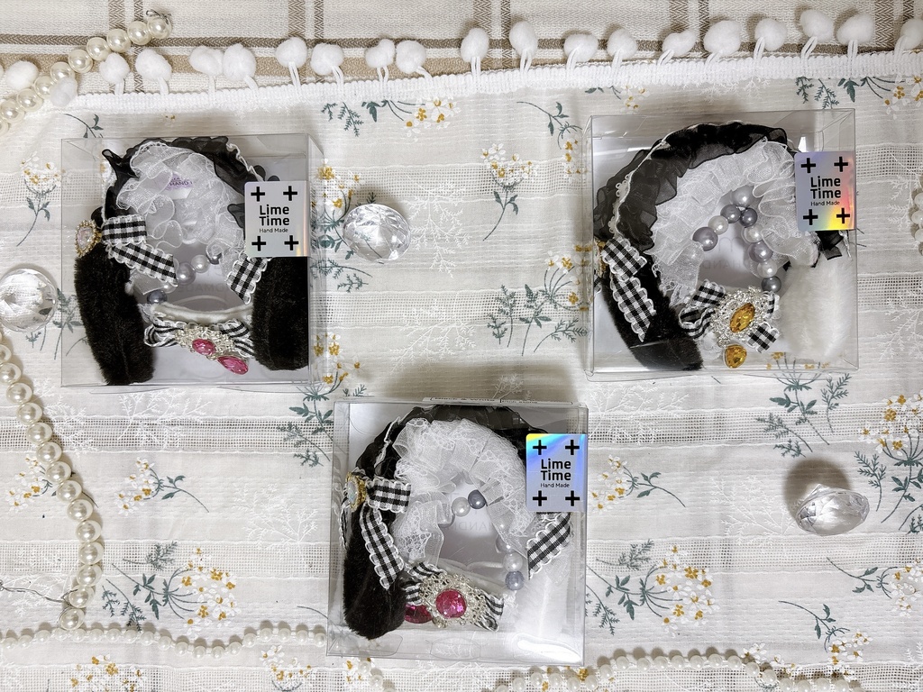 【usamimi】ヘッドドレスセット BlackFrill&BlackCheck