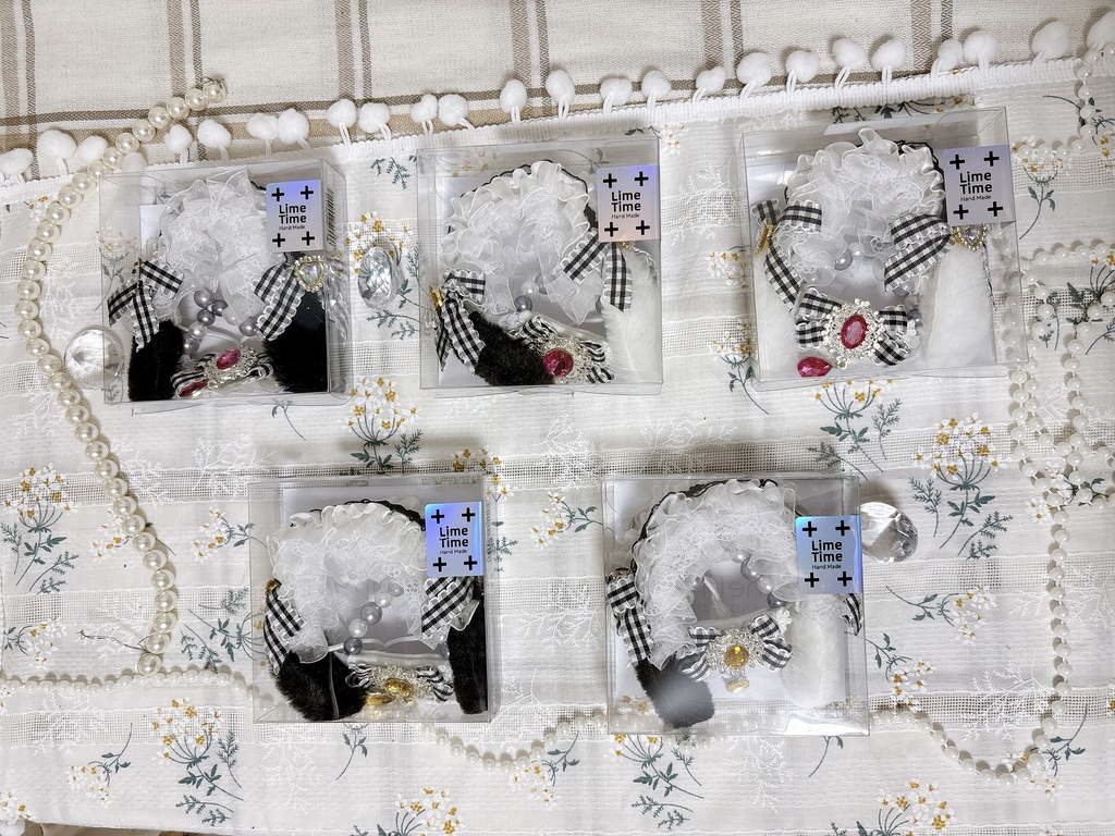 【usamimi】ヘッドドレスセット WhiteFrill&BlackCheck
