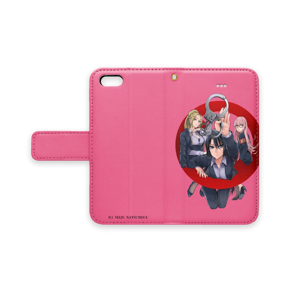 【ヤク目】手帳型iPhoneケース【犯罪防止.ver】