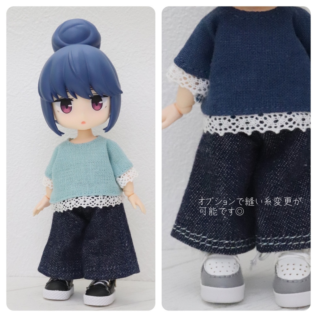 デニム生地のガウチョパンツ